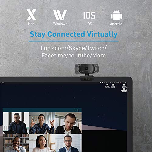 1080P Webcam with Microphone - Stay Connected Virtually - 120 Wide Angle HD 30FPS USB Computer Camera for Desktop - Web Cam for Streaming, Meetings, Skype, Zoom, PC, Laptop, Mac, Face Time