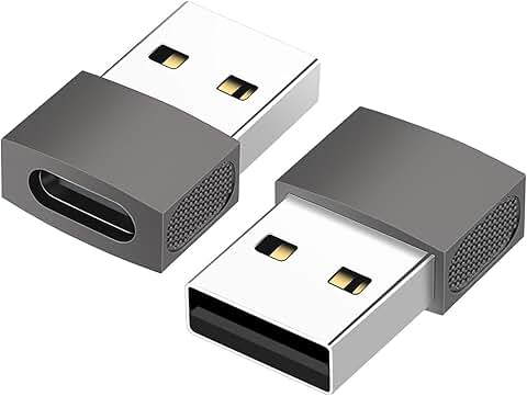 USB C to USB Adapter, 2 Pack, Zinc Alloy, Space Gray