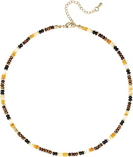 Handmade Boho Beaded Necklace with Natural Stones