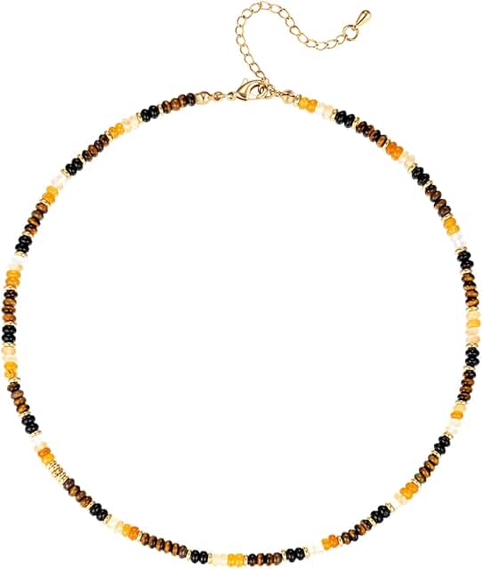 Handmade Boho Beaded Necklace with Natural Stones