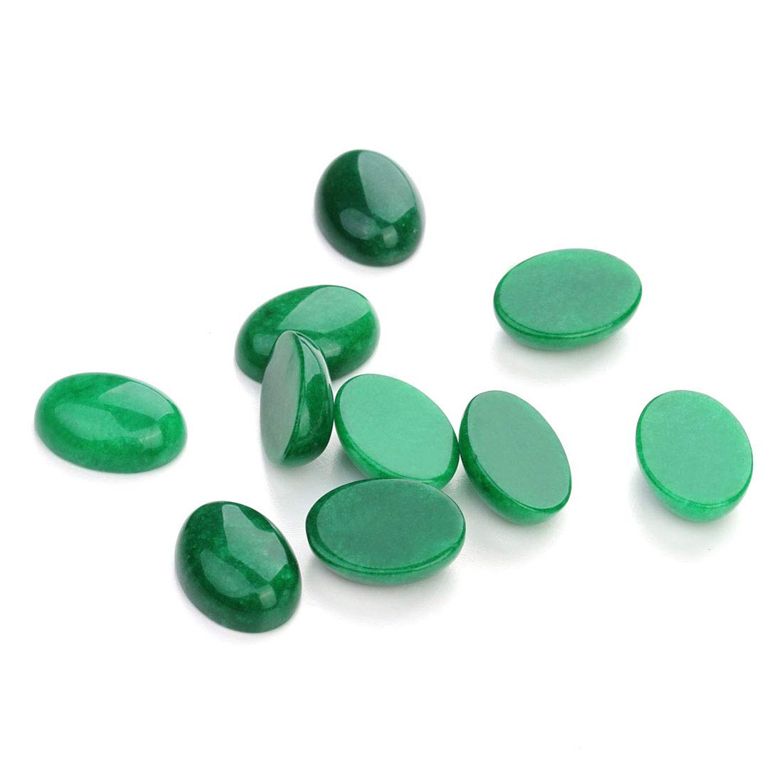 10pcs Green Jade Oval Cabochons for Jewelry Making