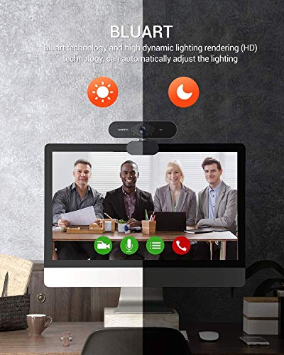 Webcam with Microphone, 1080P HD Webcam with Auto Light Correction for Desktop/Laptop, Streaming Computer USB Web Camera for Video Conferencing, Teaching, Streaming, and Gaming-D04