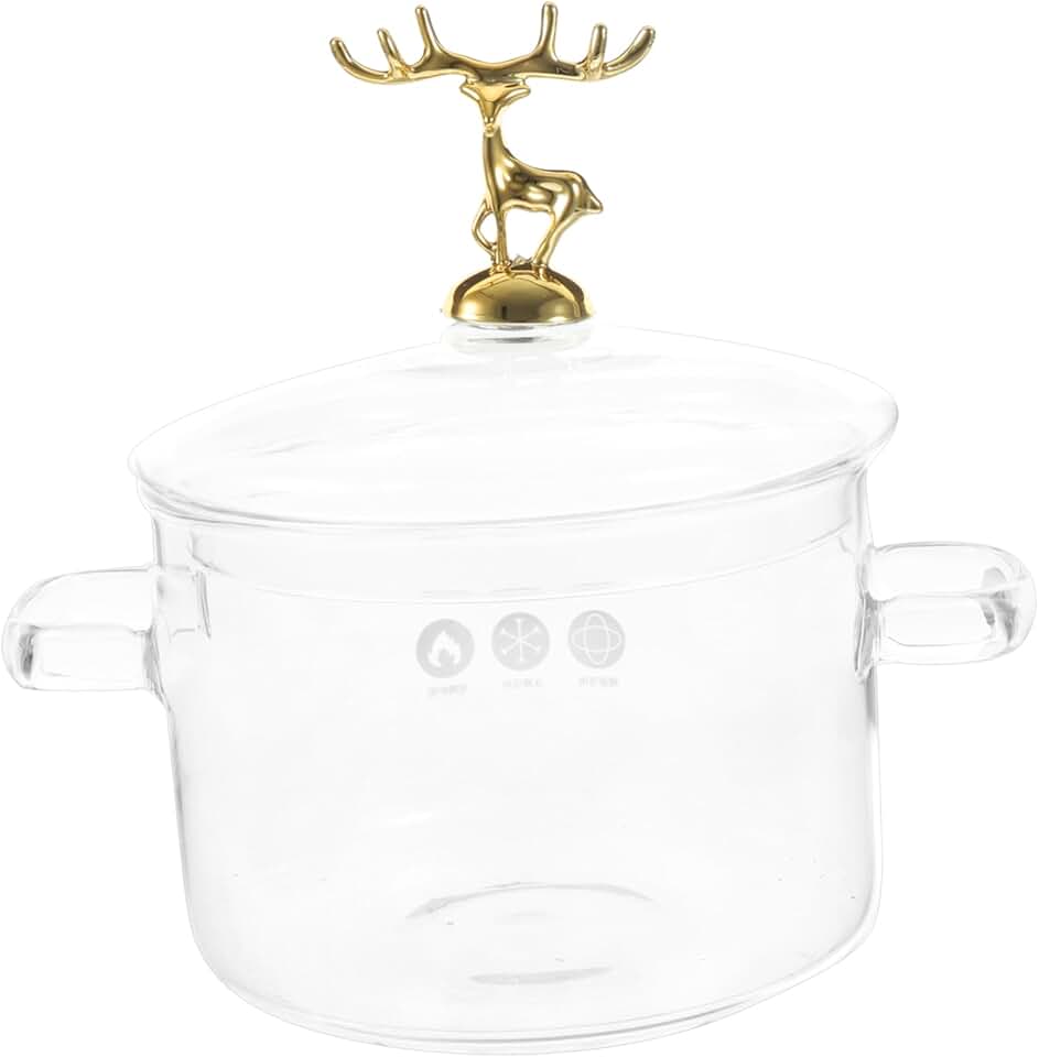 Ergonomic Handle Glass Stew Pot with Lid