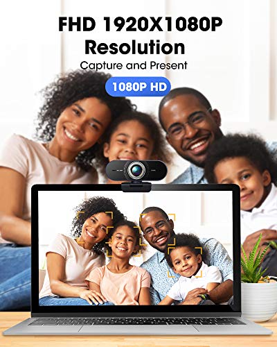 HD 1080P Webcam with Microphone, Pro Streaming Webcam with 6 Layer Anti-Glare Lens 110 Degree Wide Angle Calling View Video for Windows Mac Conferencing Gaming Xbox Skype OBS Twitch YouTube