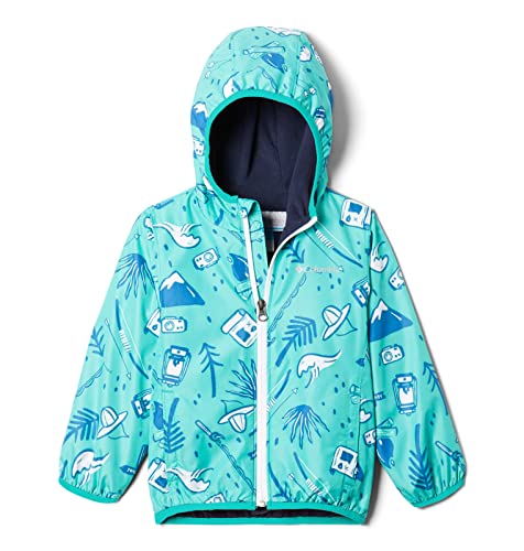 Baby Mini Pixel Grabber II Wind Jacket, Electric Turquoise Adventure Vibes, 3/6