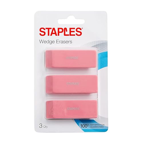 Pink wedge erasers, 3-pack