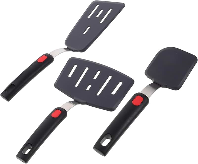 Set of 3 Silicone Cooking Spatulas for Frying and Baking