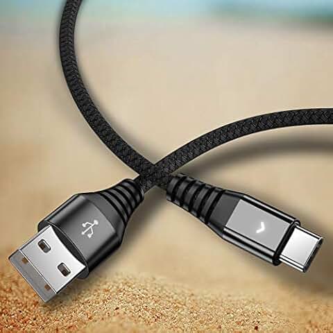 Two Nylon Braided USB Type-C Cables, 1 Foot