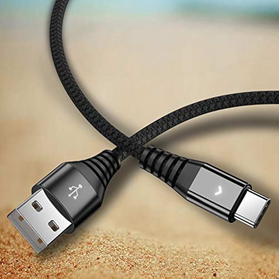 Two Nylon Braided USB Type-C Cables, 1 Foot