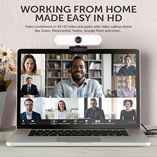 4K HD Ring Light Webcam with Dual Stereo Noise Cancelling Mics, Adjustable Light, Auto Focus, Built-in Tripod Mount, Universally Compatible
