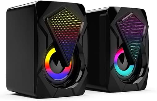 3.5mm USB-Powered Computer Speakers with LED and Volume Control