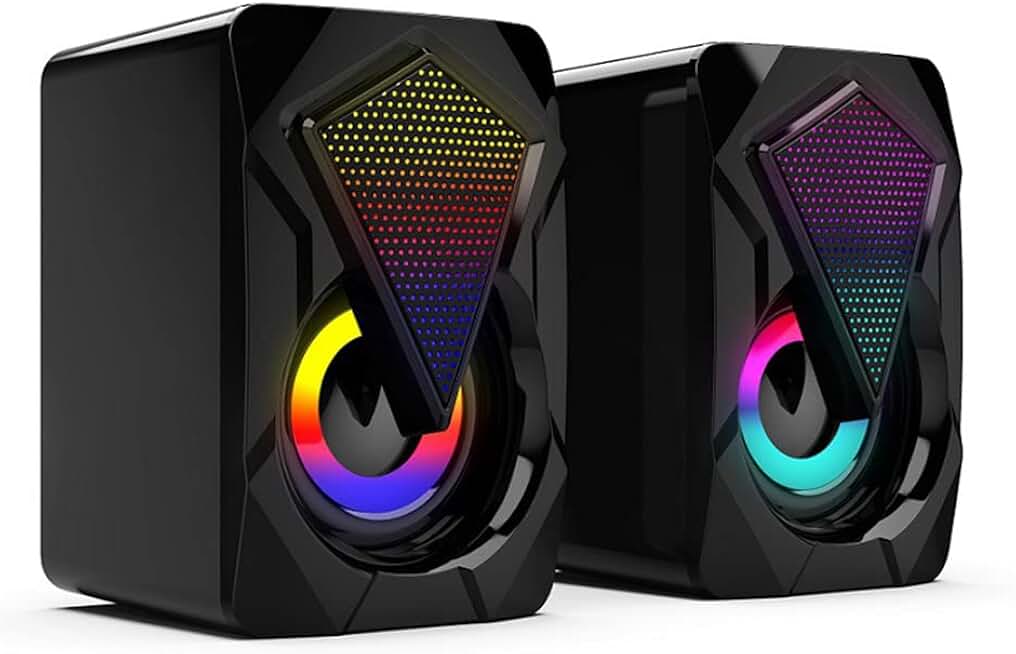 3.5mm USB-Powered Computer Speakers with LED and Volume Control