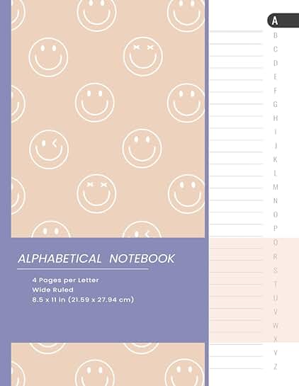 Alphabetical Lined Notebook with A to Z Tabs