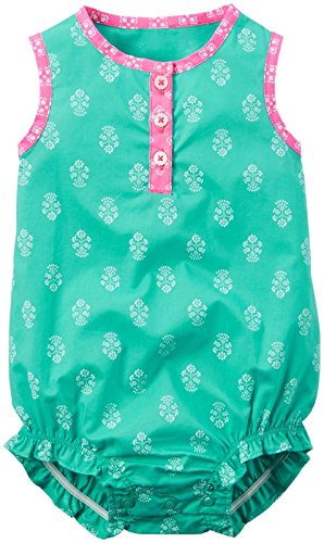 Baby Girl 1pc Romper Mint W Large Geo, Turquoise, 3 Months