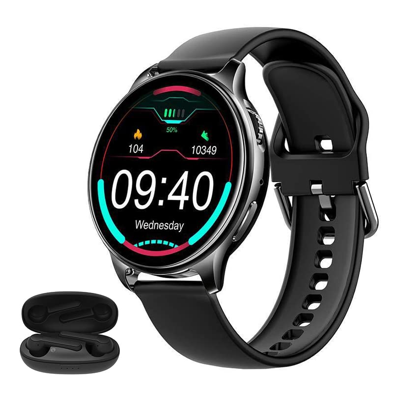 Y22 Smart Watch, Fitness Tracker with Heart Rate Monitor, 3 Axis Gravity Sensor, Blood Oxygen Sleep Monitor, 1.32 TFT Screen, Compatible with iPhone Android, Free Bluetooth Headset XY7 (Black)