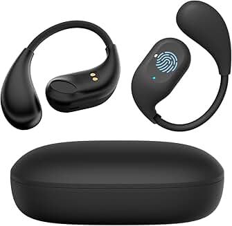 Wireless open ear headphones with microphone and 36-hour playtime