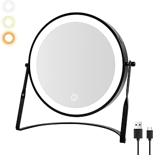 8.5-inch Lighted Makeup Mirror with Magnification and Adjustable Brightness