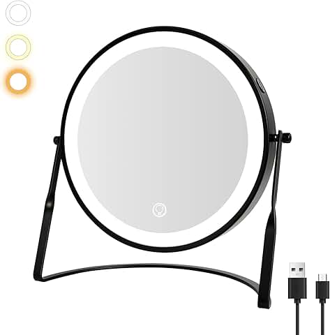 8.5-inch Lighted Makeup Mirror with Magnification and Adjustable Brightness