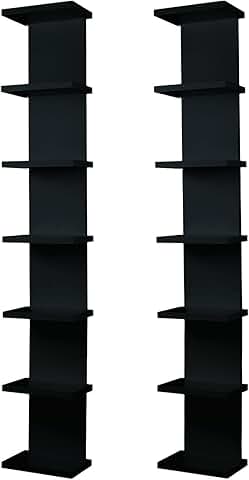 Two 7-Tier Wall Shelves for Bedroom and Living Room