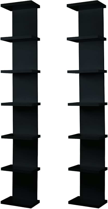 Two 7-Tier Wall Shelves for Bedroom and Living Room