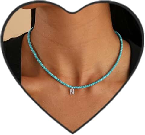 Personalized Turquoise Letter Necklace for Women