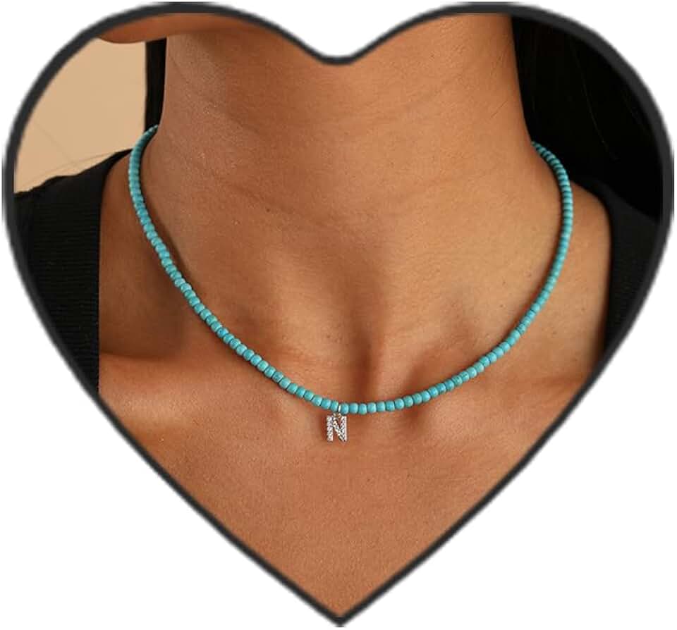 Personalized Turquoise Letter Necklace for Women