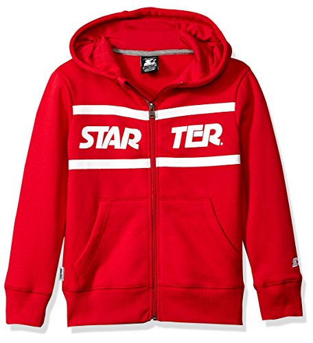 Boys' Zip-Up Logo Hoodie, Exclusive, Team Red with Solid Rib, XS (4/5)