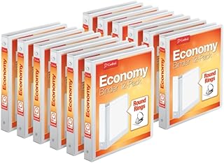 White 1-inch 3-ring binders, 12-pack