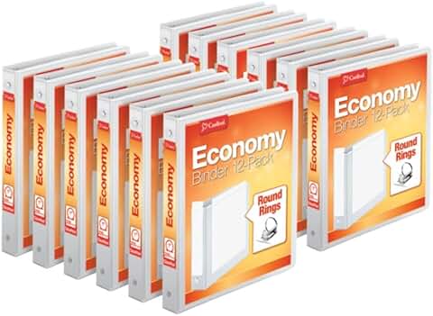 White 1-inch 3-ring binders, 12-pack