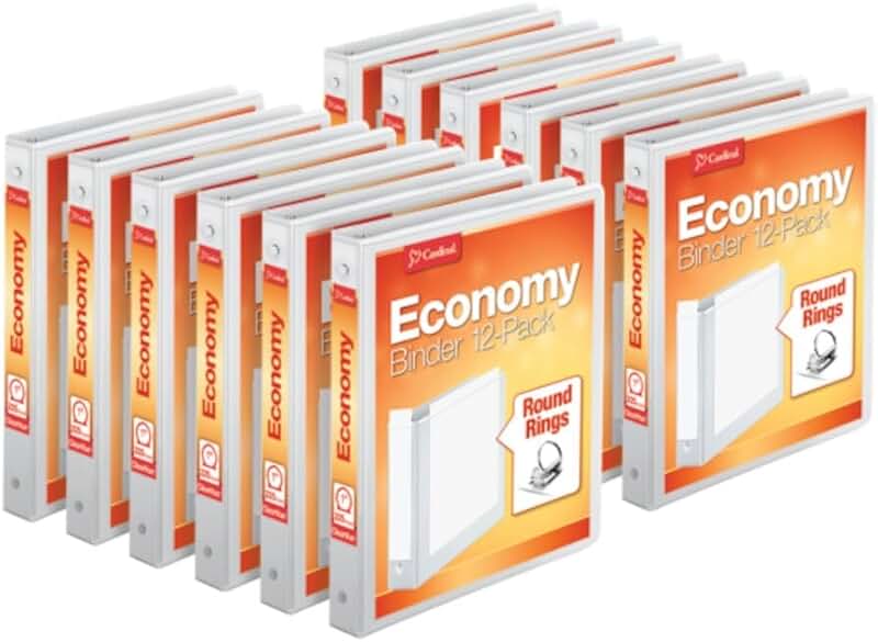 White 1-inch 3-ring binders, 12-pack