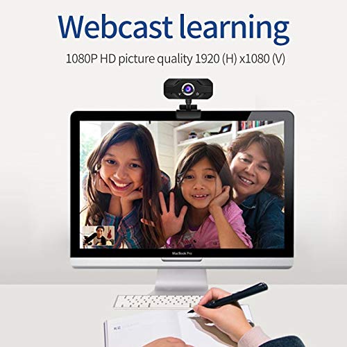 Webcam, Full HD 1080P Web Camera with Plug & Play USB, Microphone, 360 Adjustable, Facial-Enhancement Technology, Multi-Compatible