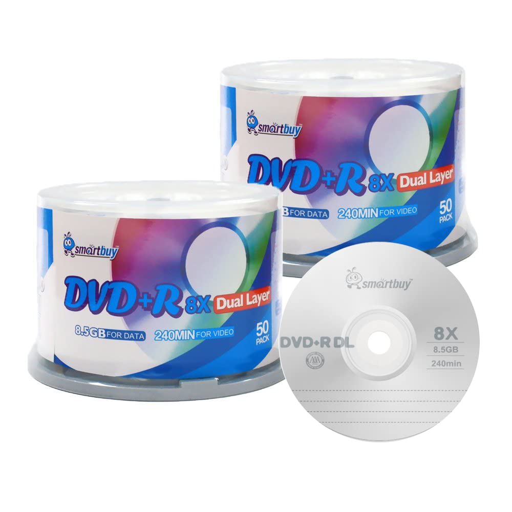 Logo 100 Pack DVD Plus R DVD+r Dl 8.5gb 8X Double Layer Blank Data Record 100 Discs Spindle
