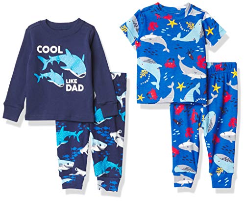 The Children s  Baby Boys  Four Piece Pajama Set, Thunder Blue, 0-3MONTHS