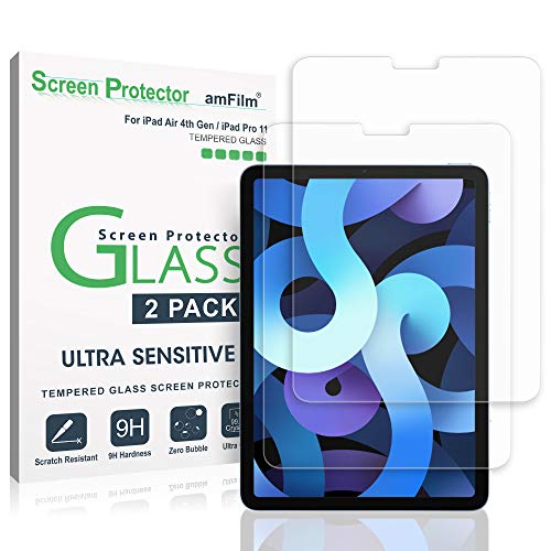 (2 Pack) Glass Screen Protector Compatible with iPad Air 5/Air 4 (10.9"), iPad Pro 11 (11") Tempered Glass Screen Protector, Ultra Sensitive, Face ID & Apple Pencil Compatible