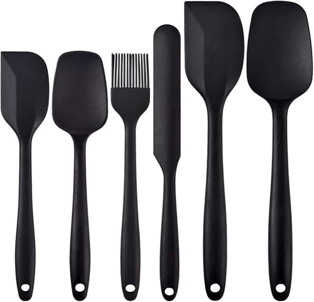 Set of 6 Silicone Spatulas for Cooking and Baking