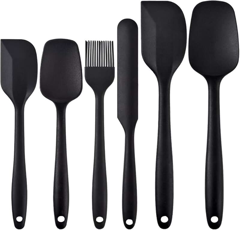 Set of 6 Silicone Spatulas for Cooking and Baking