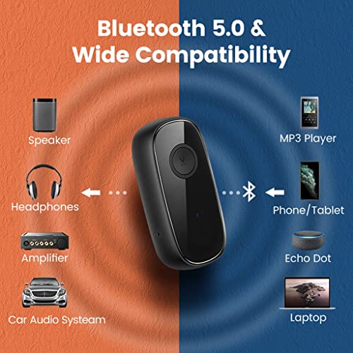 Bluetooth Receiver LL Wireless 5.0 Car Adapter Portable Audio 3.5mm Aux Microphone (Color : As Shown, Size : One Size)