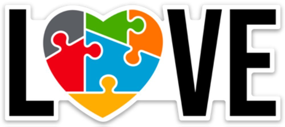 Autism Awareness Heart Puzzle Sticker 4x2.3 inches