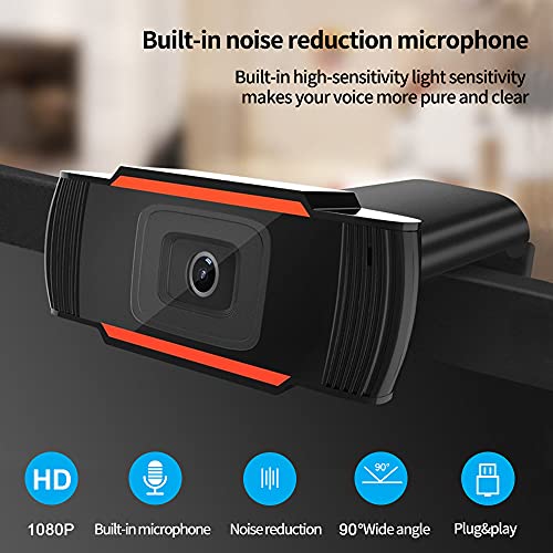 Webcam with Microphone 1080P HD Streaming USB Computer Webcam Plug and Play 30fps for PC Video ConferencingCallingGaming LaptopDesktop Mac SkypeYouTubeZoomFacetime