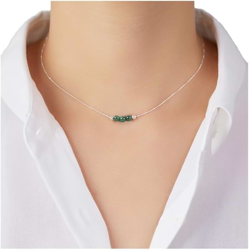 Handmade Crystal Sterling Silver Bead Choker Necklace