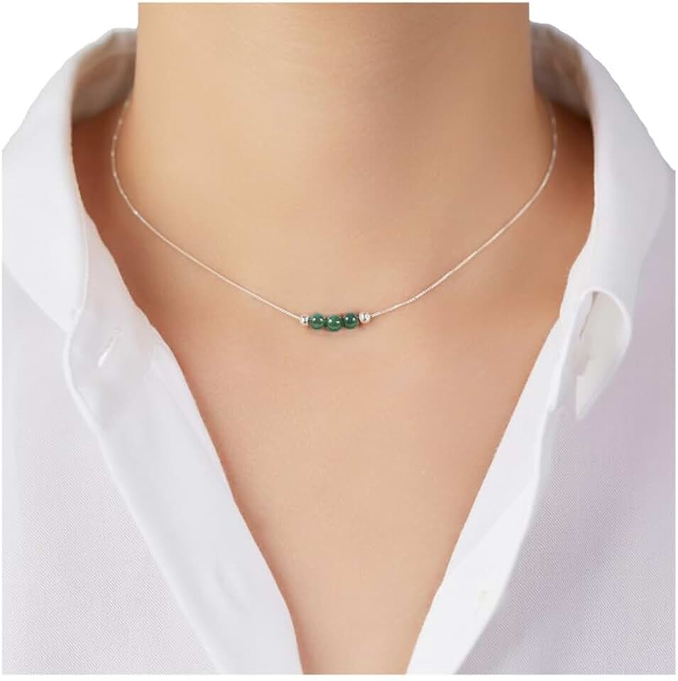 Handmade Crystal Sterling Silver Bead Choker Necklace