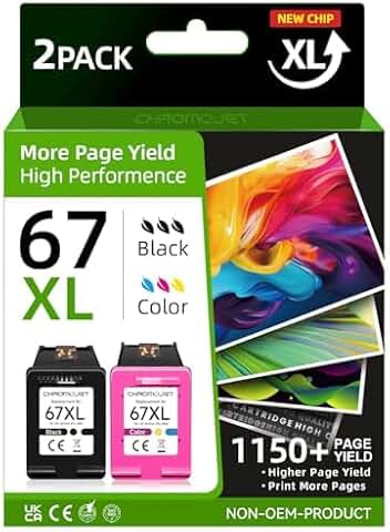 Black and color ink cartridge pack for compatible printers