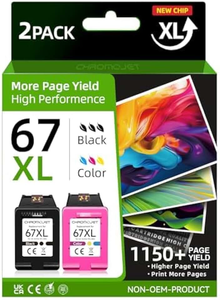Black and color ink cartridge pack for compatible printers