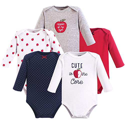 Unisex  Cotton Long-Sleeve Bodysuits Apple, 0-3 Months