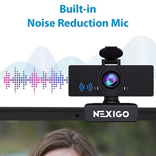 N60 1080P Web Camera, HD Webcam with Microphone, Software Control & Privacy Cover, USB Computer Camera, 110-degree FOV, Plug and Play, for Zoom/Skype/Teams, Conferencing and Video Calling