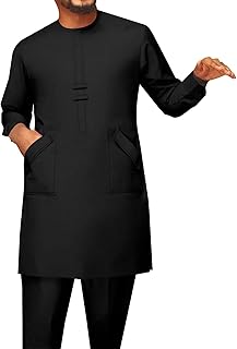 Traditional African Men’s Long Sleeve Shirt and Pants Set