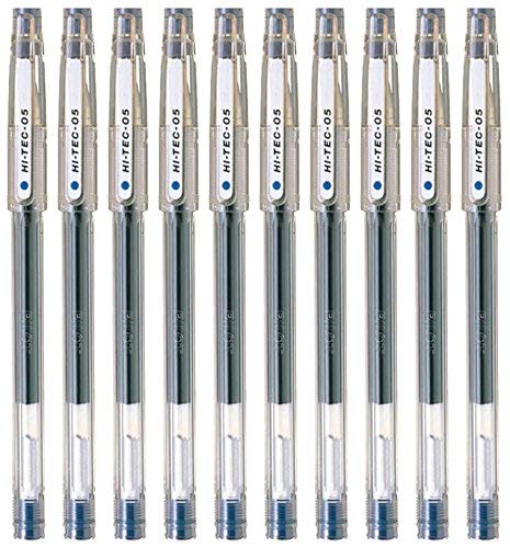 Set of 10 blue gel ink pens, fine point 0.5mm