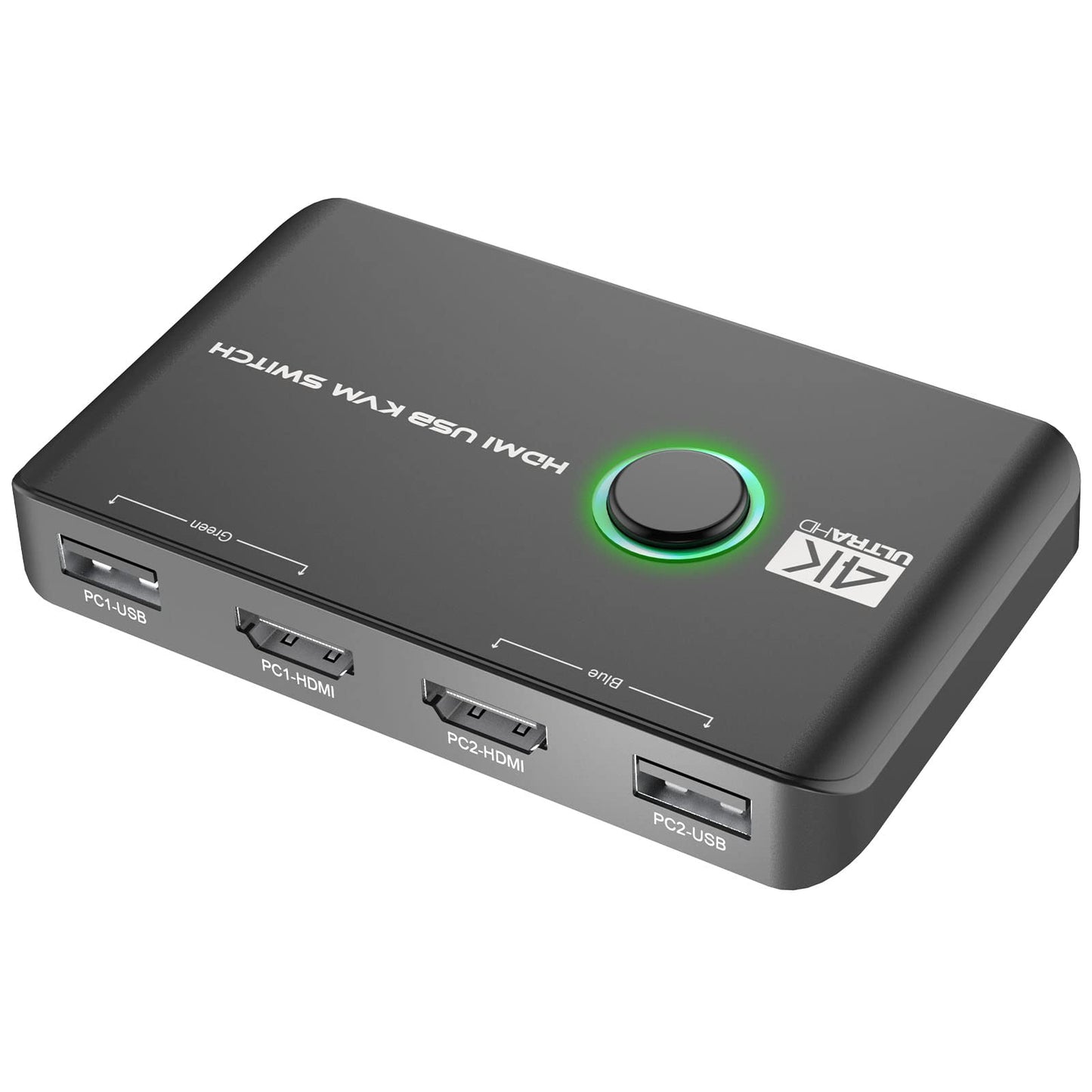 4K KVM Switch HDMI 2 Port Box, USB HDMI Switches for 2 Computers Share Keyboard Mouse Printer and one HD Monitor, Support 4K@60Hz, with 2 USB Cables and 2 HDMI Cables