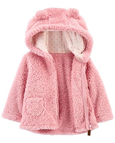 Baby Girls' 3M-24M Hooded Sherpa Jacket 3 Months, Pink