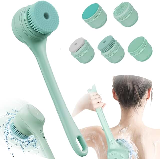 Waterproof Electric Back Scrubber with 5 Brush Heads